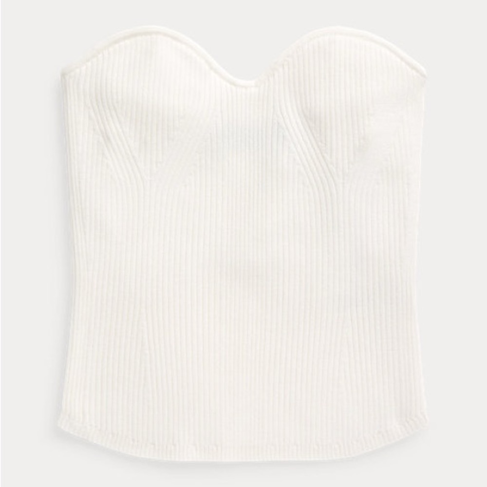 Polo Ralph Lauren Rib Knit White Strapless Corset Tube Top NWT Size XL